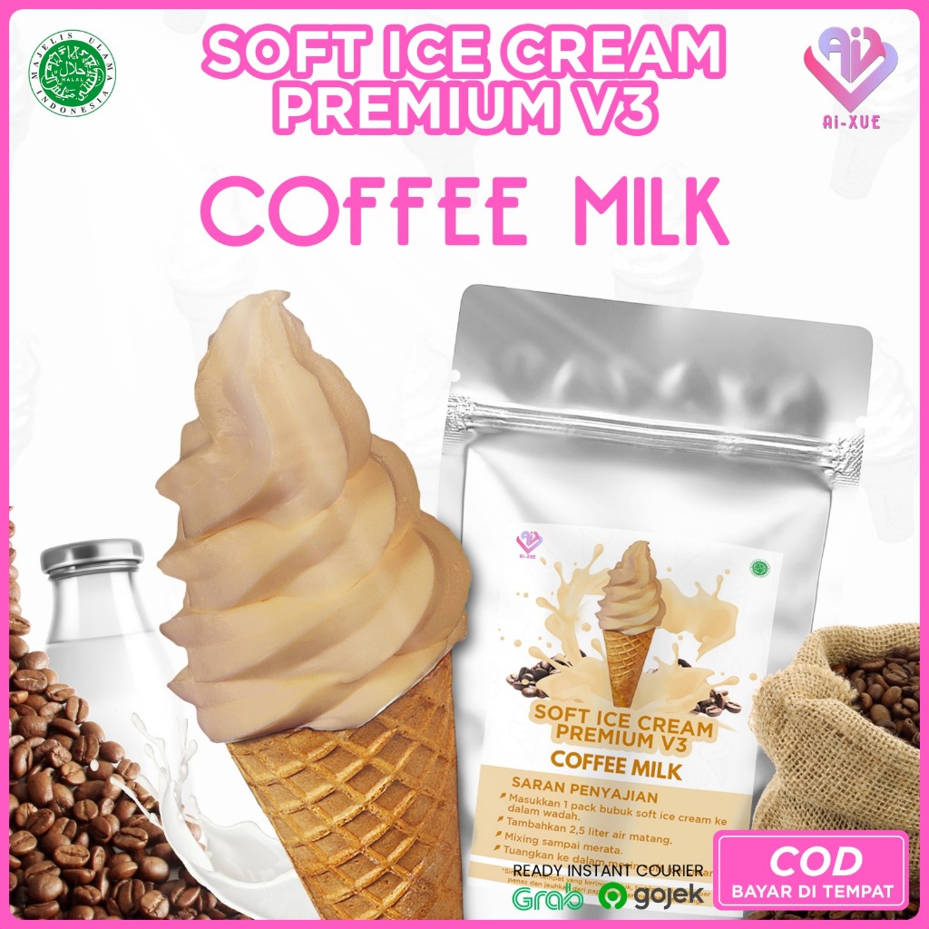 

Coffee Milk Soft Ice Cream Premium Powder / Bubuk Es Krim Premium Halal Rasa Kopi Susu 1Kg