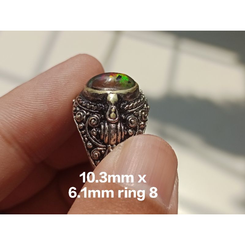 batu alam kalimaya Banten teh jarong tanpa senter 10.3mm x 6.1mm ring 8