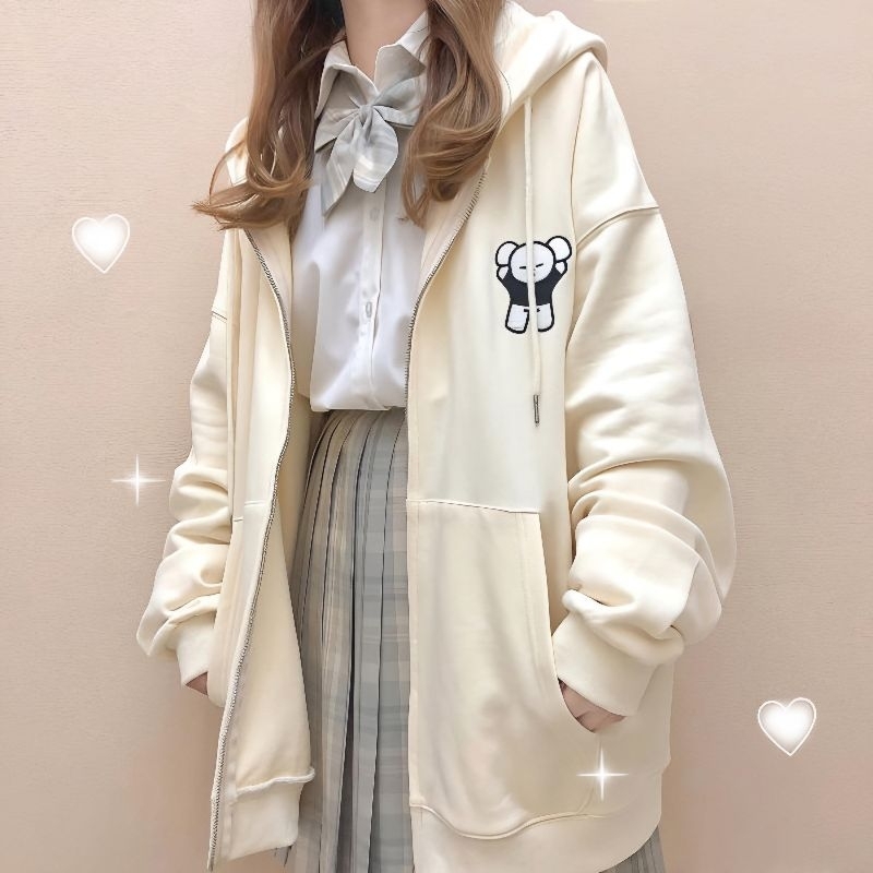 Jaketin Aja ( S - 6XL ) Zip Hoodie NOM NOM KOALA Big Size Jacket Oversize Girl Cute Cartoon M L XL X