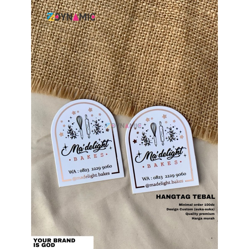 

HANGTAG FOIL/label hangtag ivory/kertas costum/hangtag premium distro/gantungan kertas