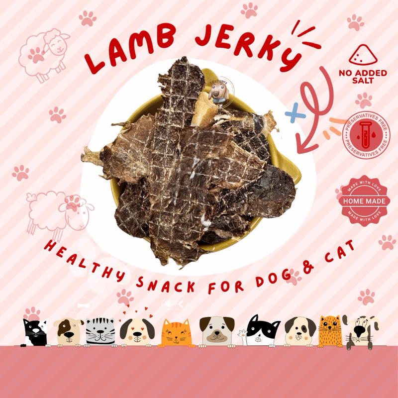 Lamb Jerky Snack Hewan anjing kucing Homemade domba Lula Doggery