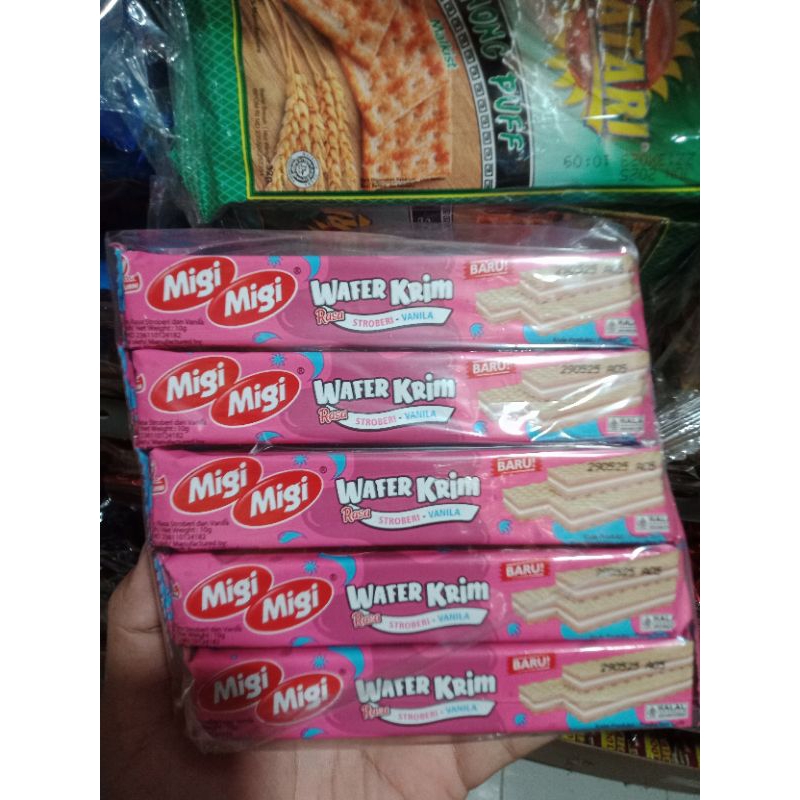 

Migi Migi Wafer Krim Rasa Stobery Vanilla 10Pcs