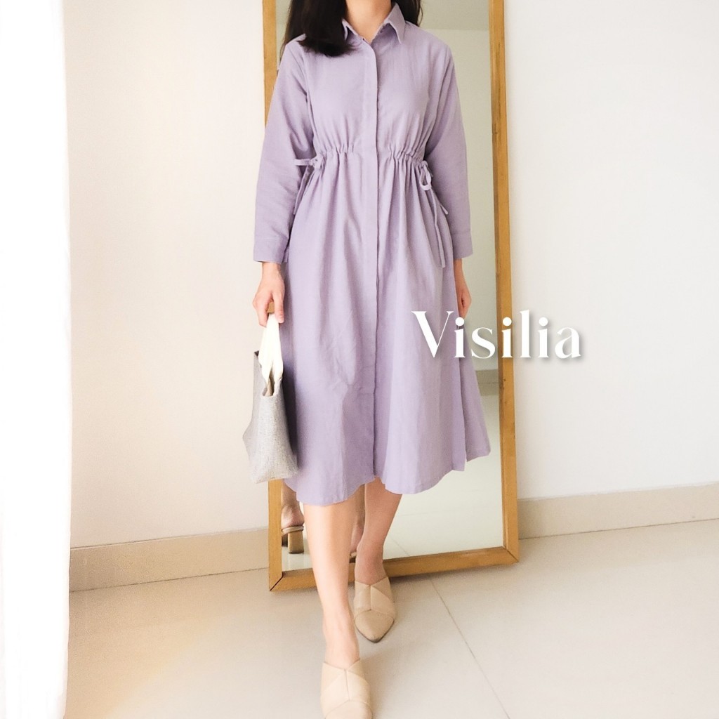 [VISILIA] Lily Dress | Korean Style Dres Bahan Linen Premium Coquette Aesthetic Fashion Eonnie Forma