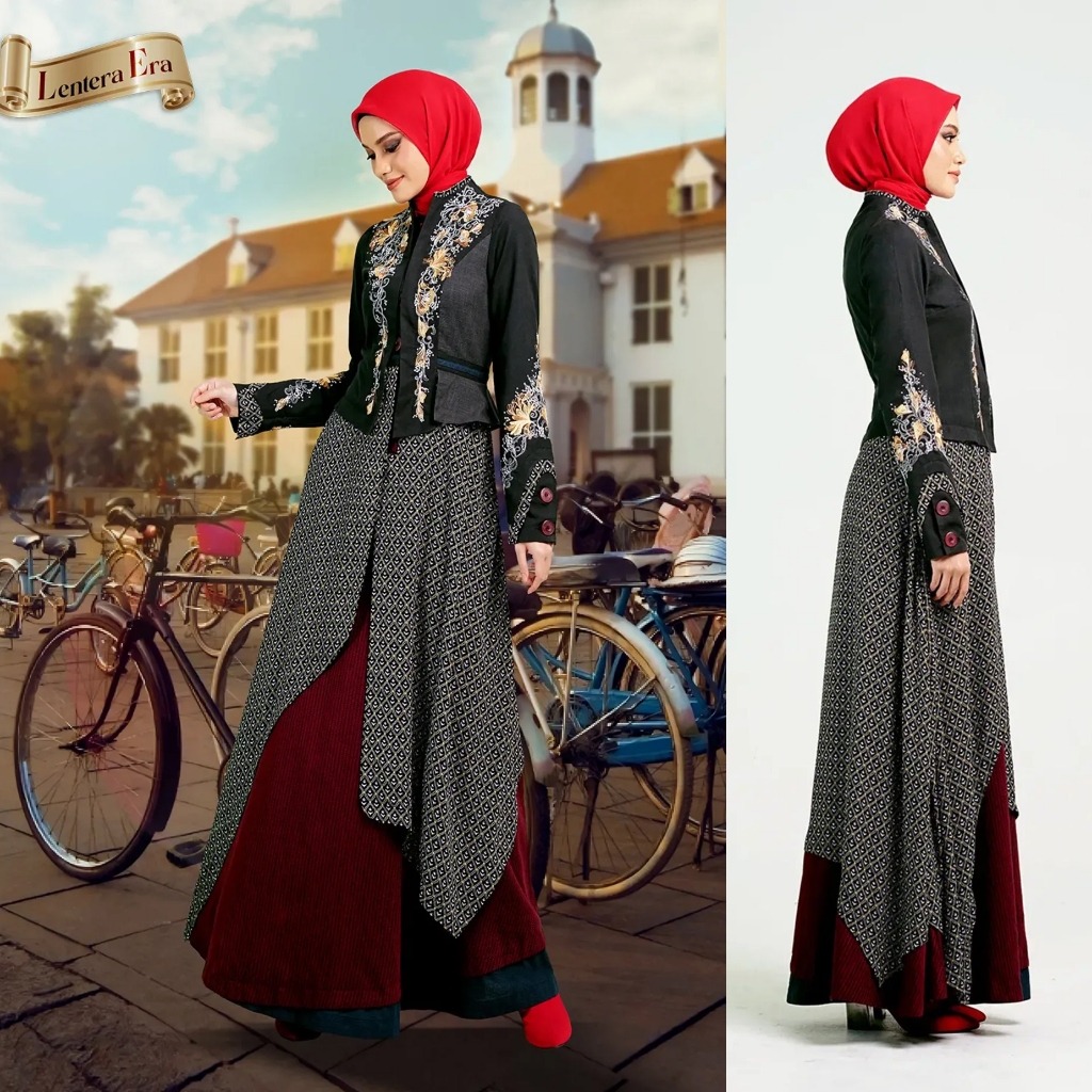 Gamis hitam mewah elegan modern kekinian TUNEECA T-0724013, Baju kondangan mewah elegan, Baju lebara