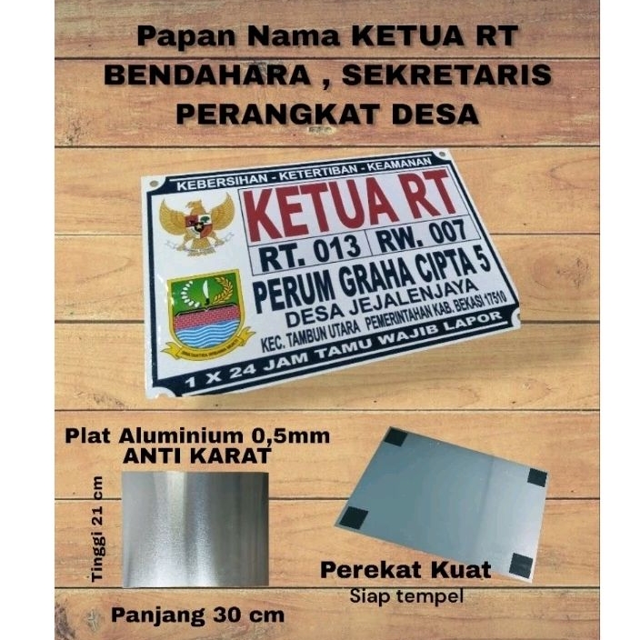 promo Papan Nama NOMOR RUMAH KETUA RT KETUA RW BENDAHARA SEKRETARIS
