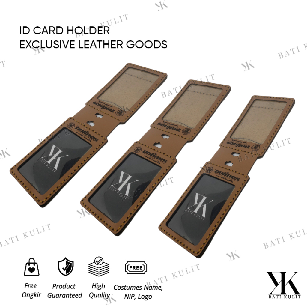

Name Tag Id Card Holder Magnet Kulit Corrected Grain 2 Sisi Gratis Lanyard Custom Logo Perusahaan