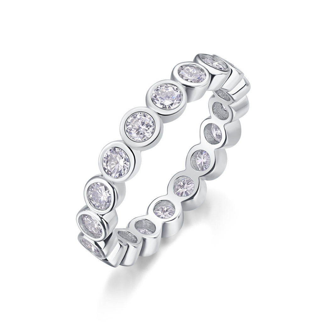 3mm Moissanite Diamond Listring Bubble Ring GRA Crtificate