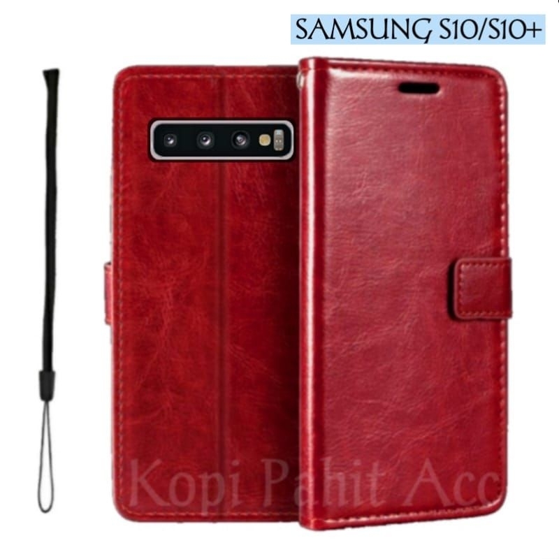 Case Untuk Hp Samsung Galaxy S10 S10 Plus Flip Cover Wallet Sarung Hp Casing Dompet Flip Magnet