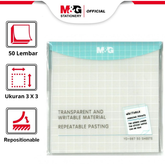 

M&G Sticky Notes 50 Sheets Transparent PET Material 3X3 YD-987