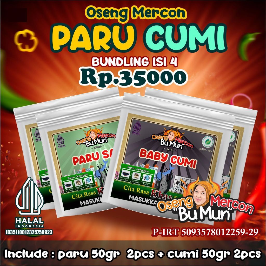 

PAKET BUNDLING OSENG MERCON PARU 2 PCS DAN CUMI 2 PCS