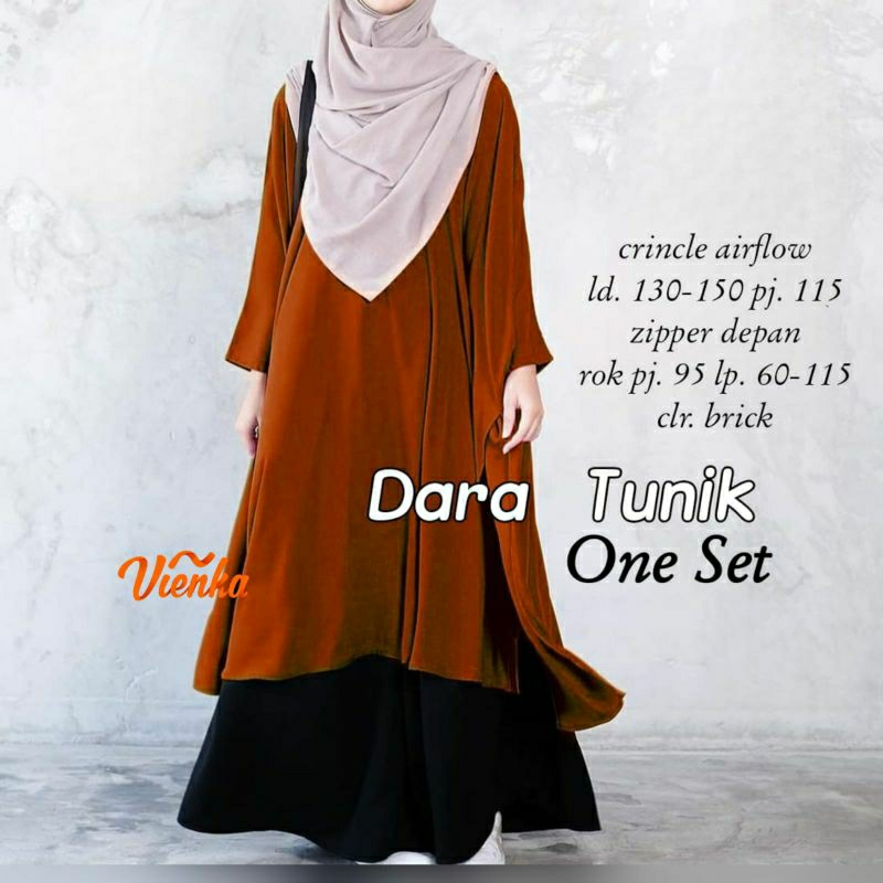Dara set setelan tunik jumbo rok crinkle LD 130 XXXL
