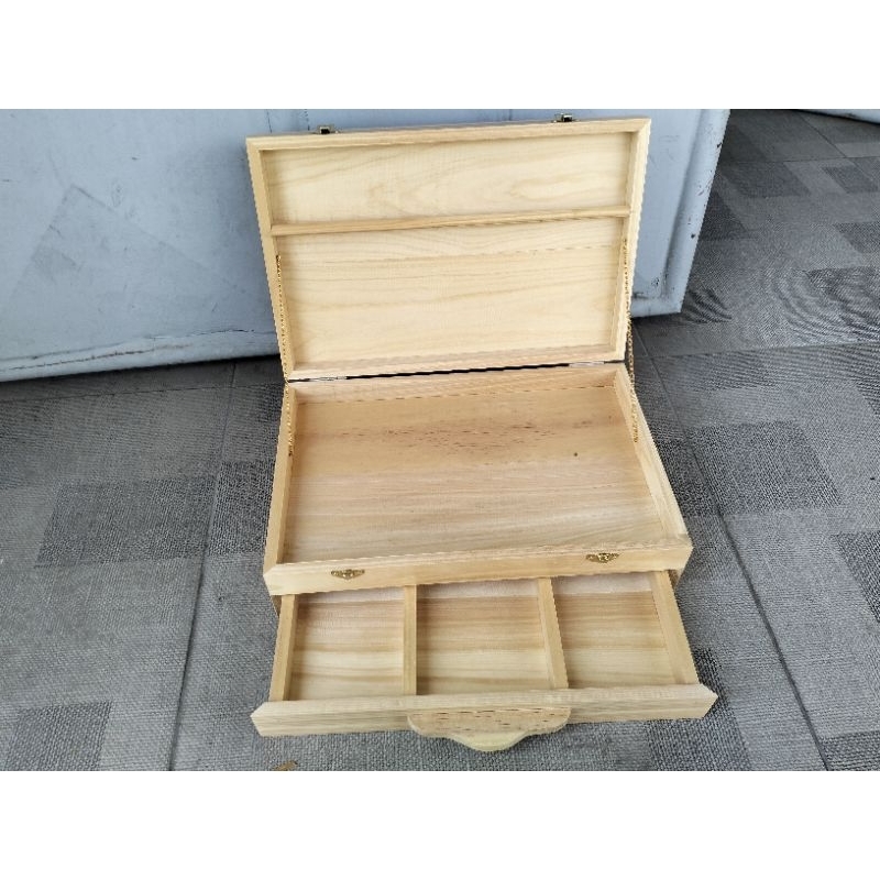 box kayu 50 x 30 x 10 cm vernis coklat