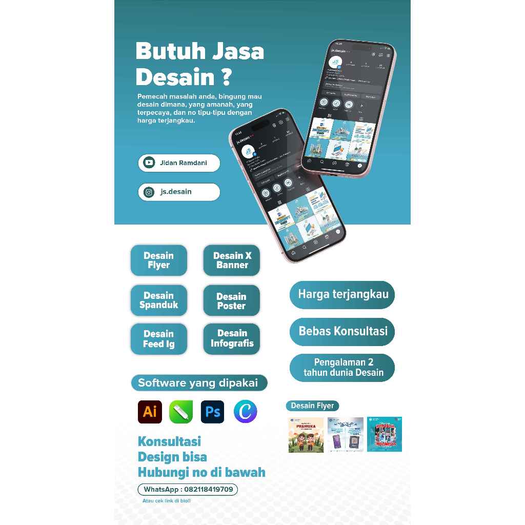 

JASA DESAIN GRAFIS, DESAIN LOGO, BANNER, SPANDUK, KAOS, BROSUR, STIKER, LABEL, KEMASANAN, MOCKUP DLL