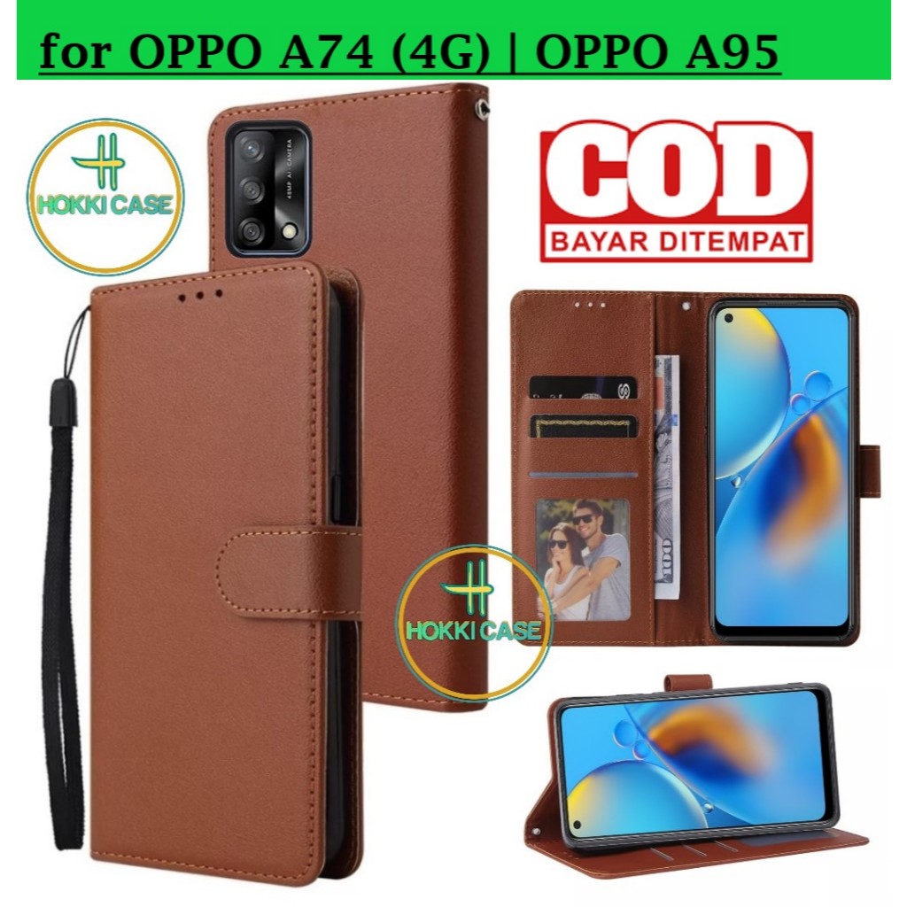 Flip Case OPPO A74 (4G) | OPPO A95 Case Wallet Kulit Casing Dompet Case Wallet Leather Flip Case OPP