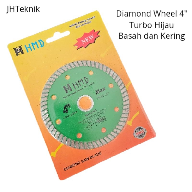 JHTeknik Diamond Wheel 4" Turbo Basah Kering HMD/Mata Pisau Potong Keramik 4" Basah Kering