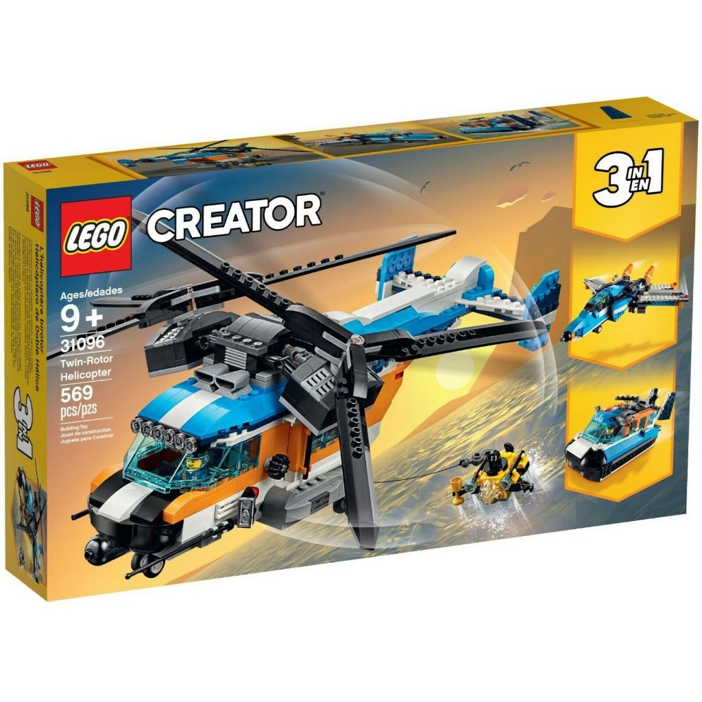LEGO Creator 3 in 1 - 31096 Twin-Rotor Helicopter Set Building Kid Toy Basic Brick Model Plane Jet E