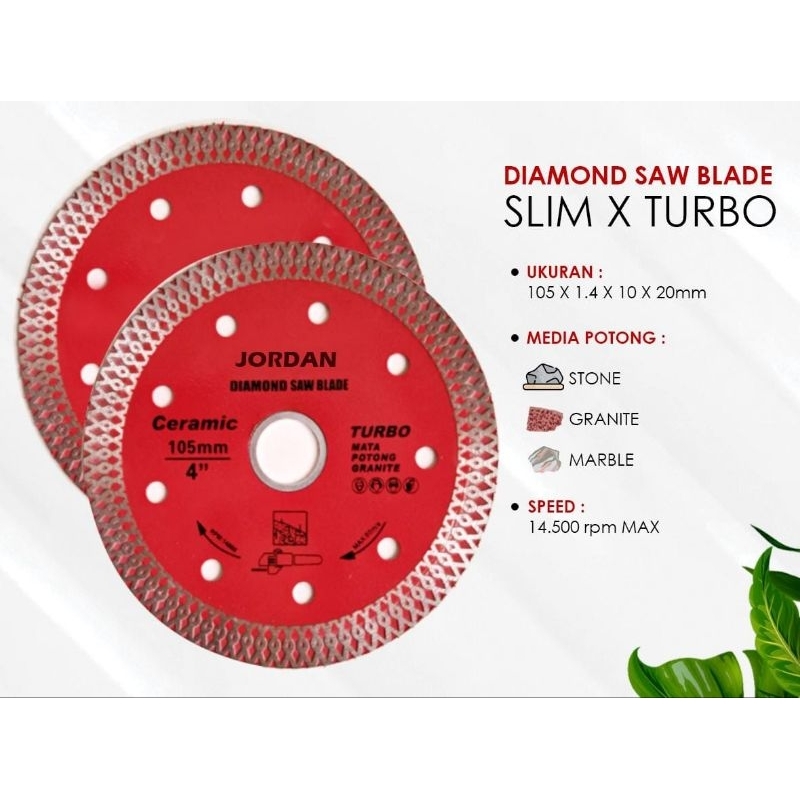 MATA PISAU KERAMIK GRANIT JORDAN DIAMOND WHEEL/SAW BLADE TURBO SLIM X BATIK 4"