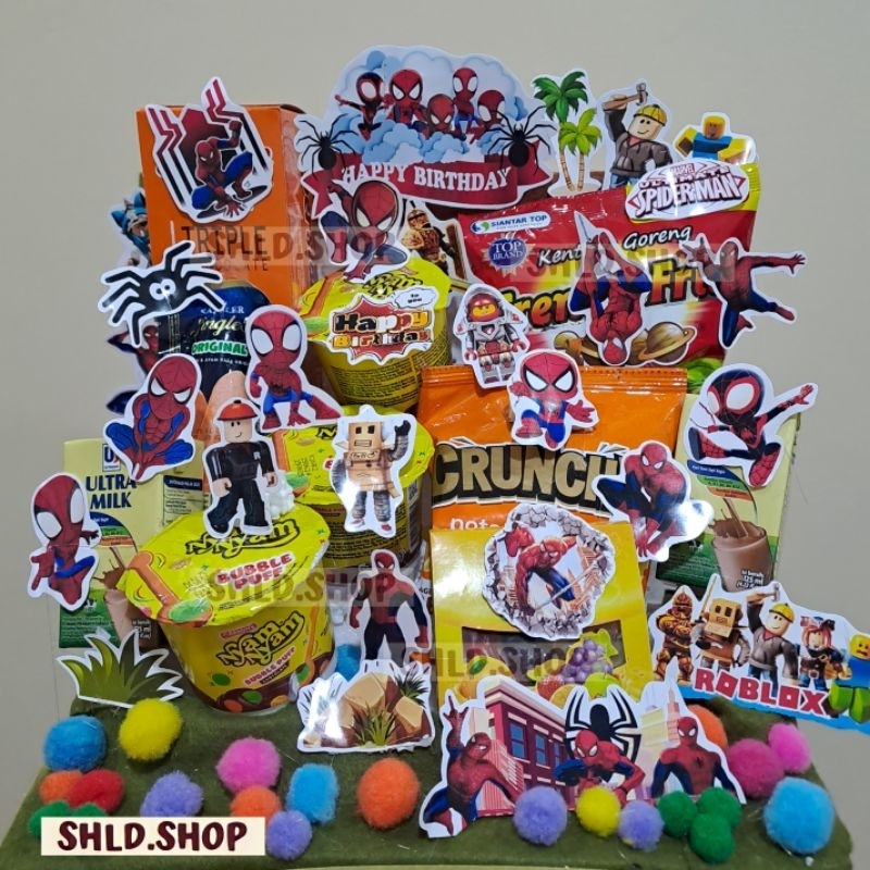 

Snack tower ultah • Mading snack ulang tahun • birthday snack tower • BISA CUSTOM TOPPER sesuai TEMA • Bisa pakai INSTAN