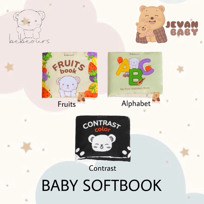 Bebeours Baby Softbook | Baby Book | Contrast Book