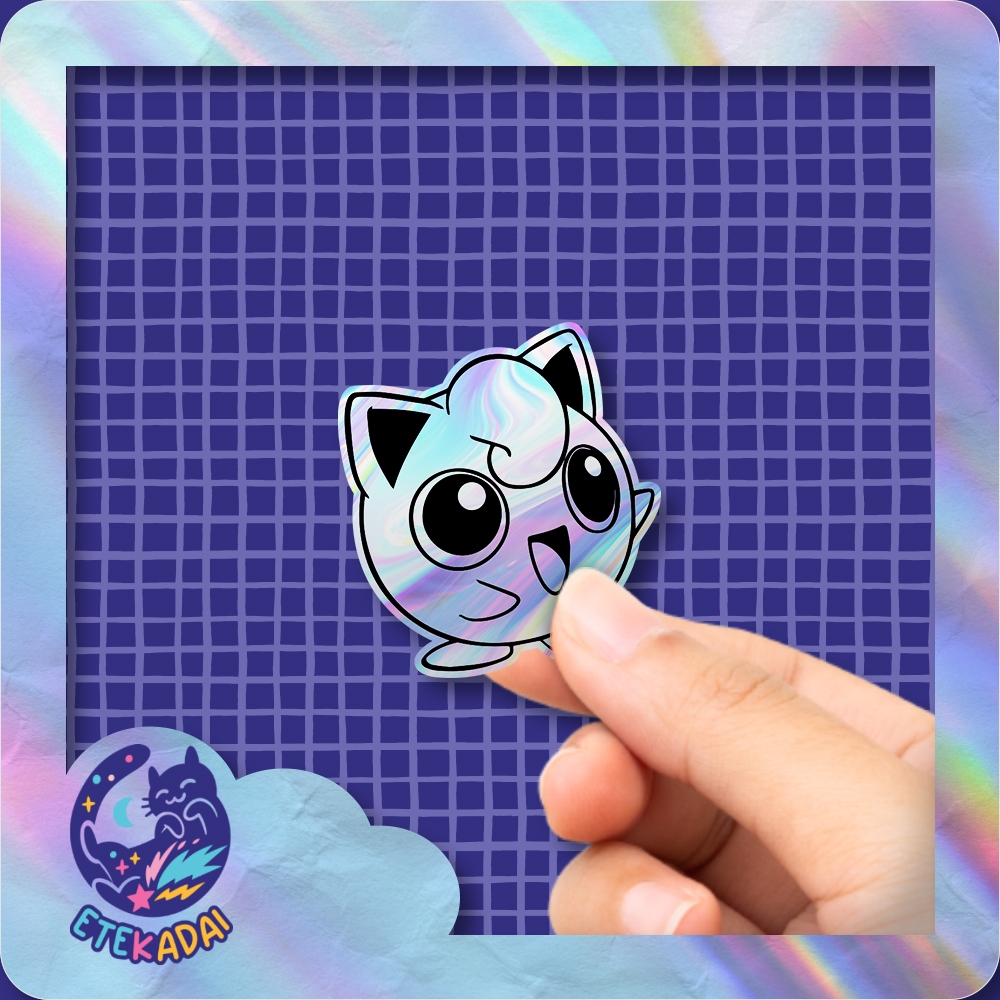 

Stiker Hologram Anime Game Pokemon Jigglypuff Line Art