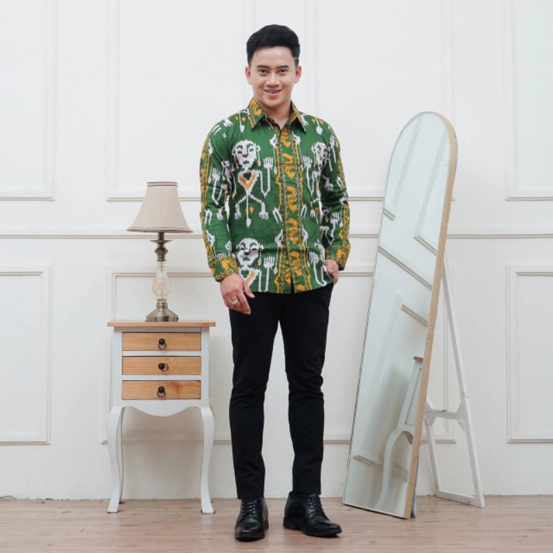 Kemeja Batik Dayak songkat Batik Nusantara Kemeja Tengkorak Premium Kemeja Pria Lengan Panjang