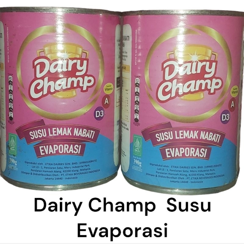 

Susu Lemak Nabati Evaporasi Dairy Champ kemasan Kaleng 390 gram