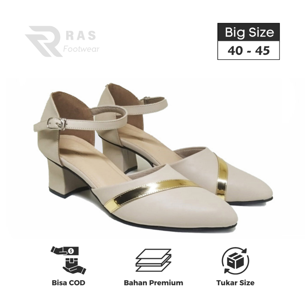 Mules Heels 5 cm | Sepatu Pesta Wanita Ukuran Jumbo | RAS Bianca