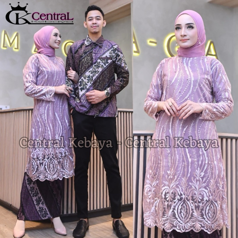 Set Couple Kebaya Tunik Dan Kemeja Batik Pria Lengan Panjang Kebaya Couple Kondangan Seragam Pesta K