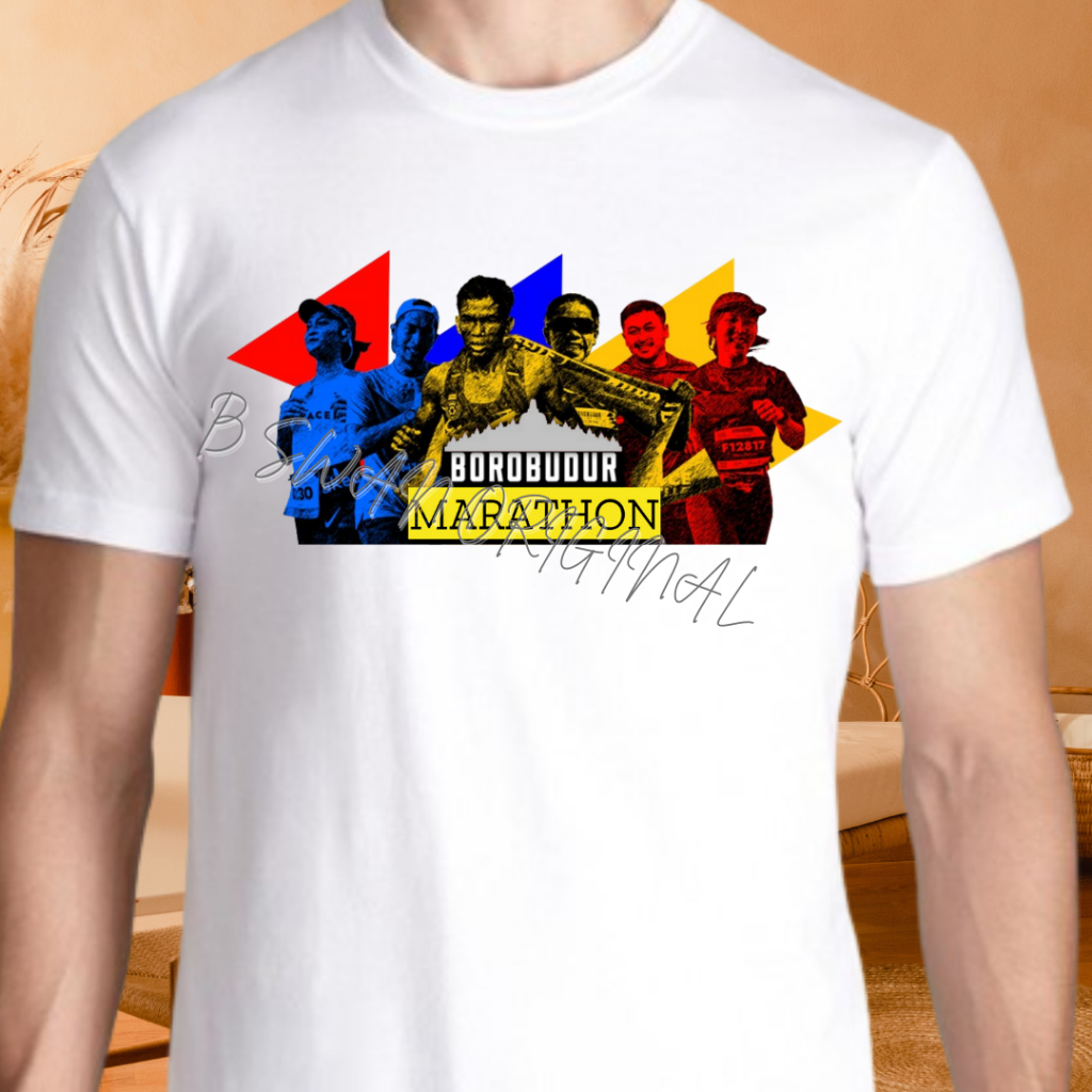 Baju Kaos Outfit Dewasa Pria Wanita Borobudur Marathon Magelang Jawa Tengah Indonesia 2024 Unisex