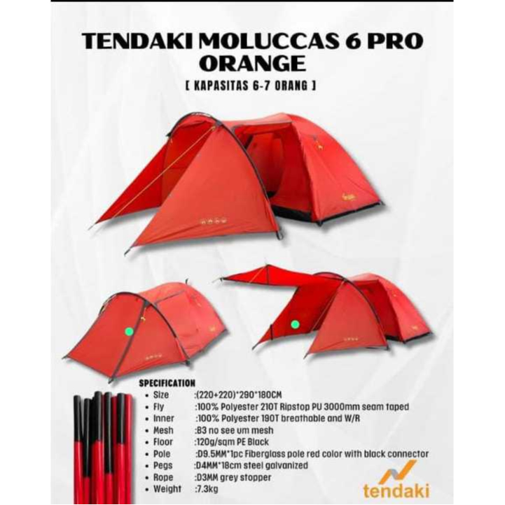 TENDAKI MOLUCCAS 6 PRO ORANGE (KAPASITAS 6-7 ORANG)