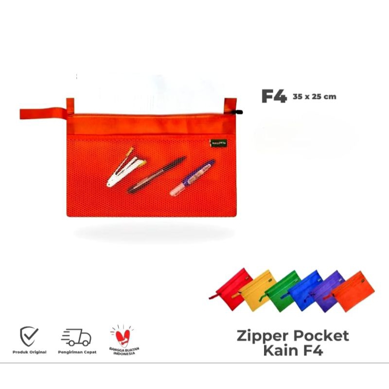 

Zipper Pocket Kain F4 Penyimpanan Alat Tulis dan Kertas Premium