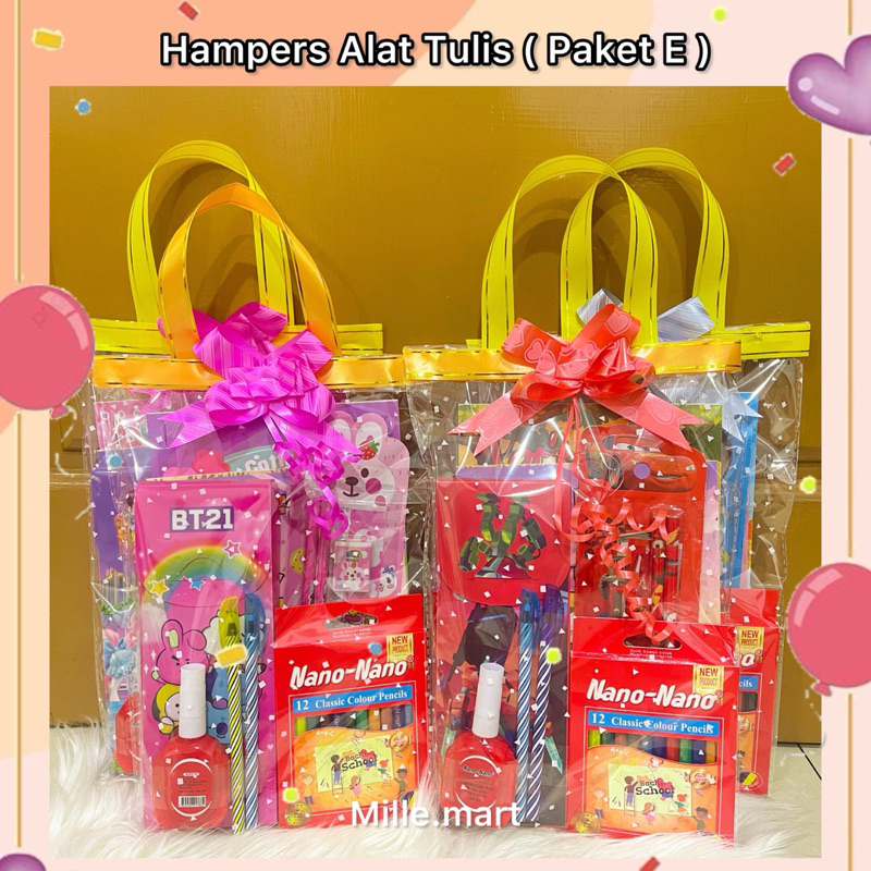 

HAMPERS ALAT TULIS ULANG TAHUN (PAKET E) /PAKET BINGKISAN ALAT TULIS ULANG TAHUN/SOUVERNIR ALATTULIS/PAKET BUKU BOTOL PENSIL LENGKAP/SET ALAT TULIS ATK ULTAH