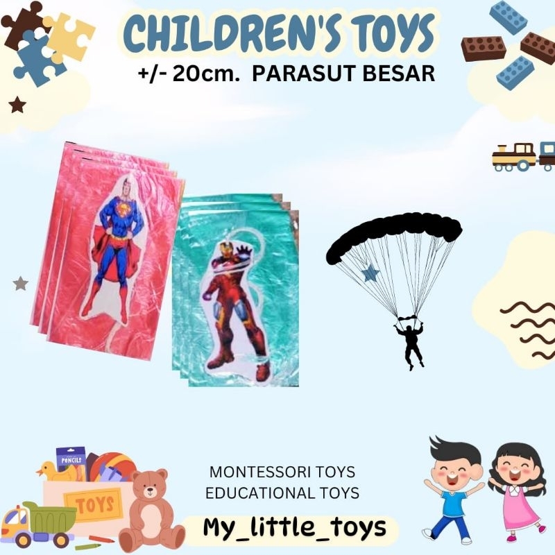 mainan terjun payung parasut jumbo jadul dengan pemberat super hero keren