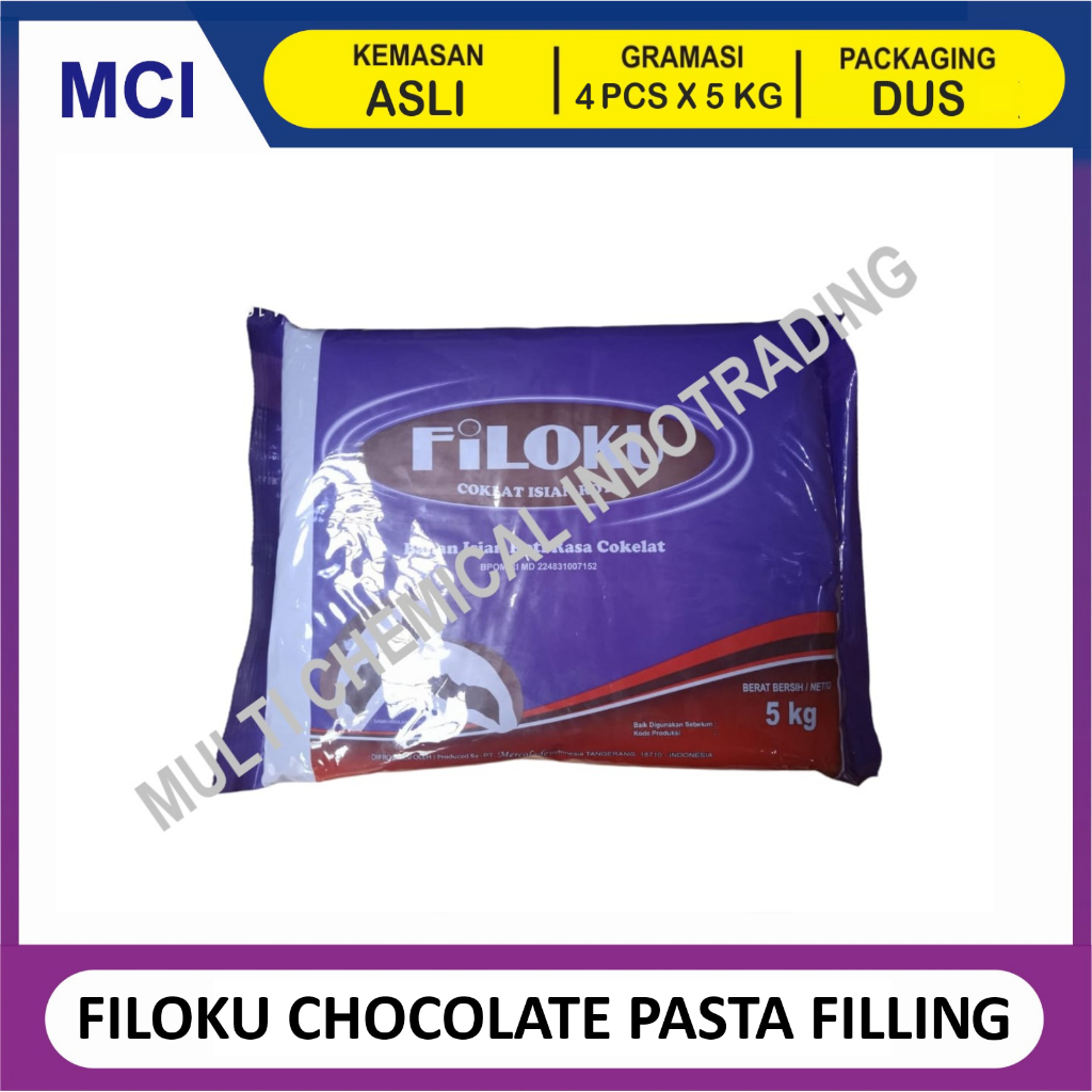 

FILOKU CHOCOLATE PASTA FILLING COKLAT ISIAN ROTI SELAI PASTA 5 KG - 1 CTN 4 PCS