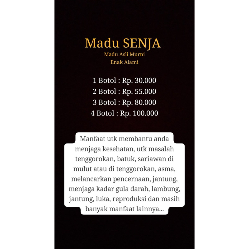 

Madu Senja 2,5kg - 10kg