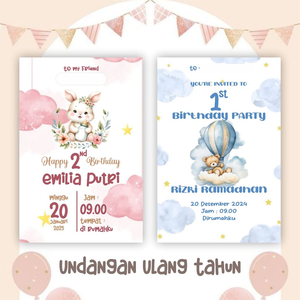 Undangan Ulang Tahun/Undangan Aqiqah/Undangan Tedhak Siten Anak
