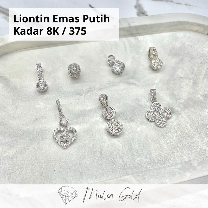 Liontin Emas Putih kadar 8K / 375 ASLI 100% Simpel dan elegan, Toko mas mulia bekasi