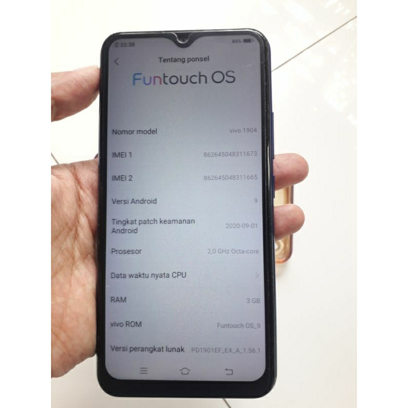 Vivo Y12 3/32 Gb Aqua Blue Hp Only No minus perfect ( Second )