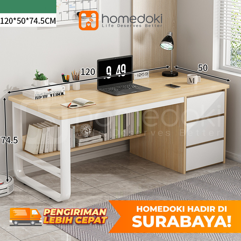 Homedoki Surabaya- Meja Kantor / Meja Komputer / Meja Kerja Minimalis / 120cm Meja Belajar / Meja Ka