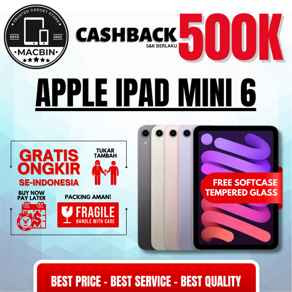 iPad Mini 6 6th Wifi Only Cellular 256GB 64GB Second Original Resmi