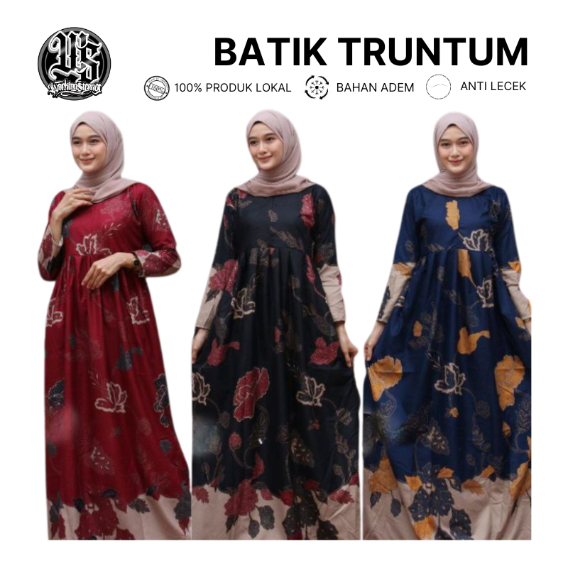 Gamis Batik Modern Jumbo Katun Print - Batik Kombinasi Truntum