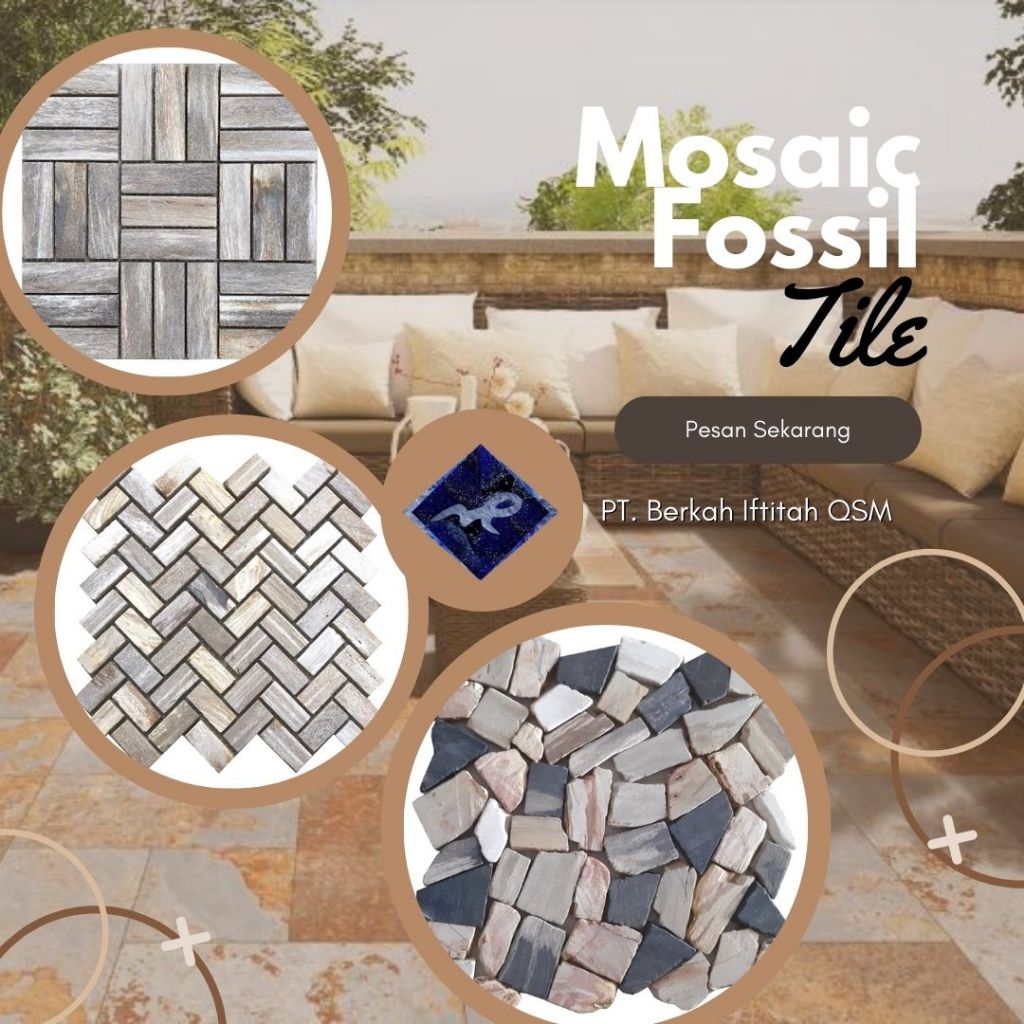 Mosaik ubin lantai dan dinding batu kayu alami wall cladding