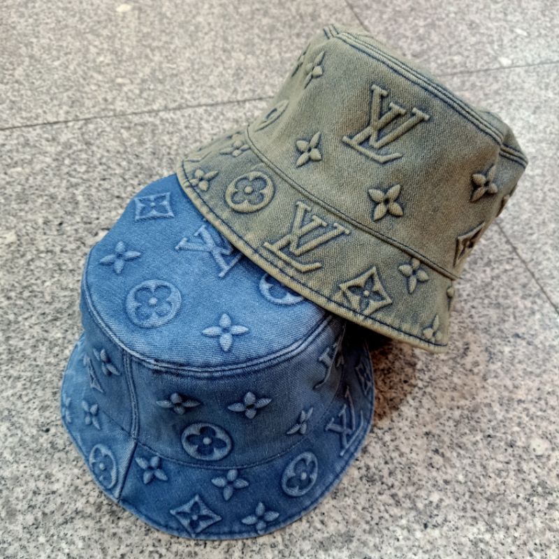 topi bucket LV denim bucket hat import unisex
