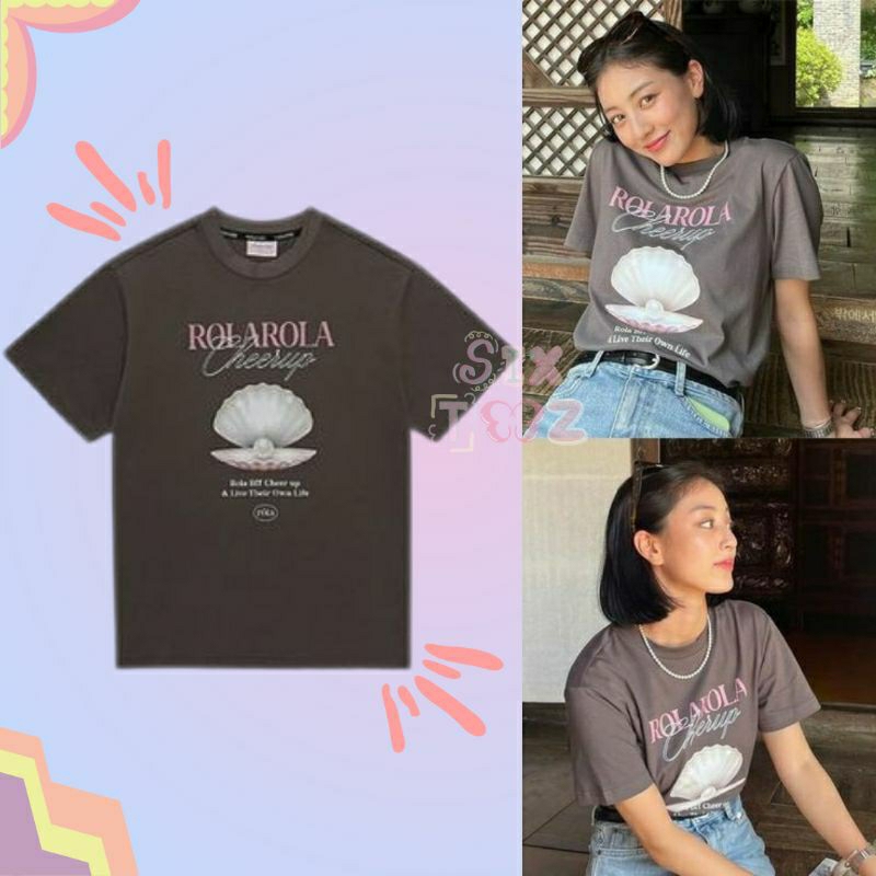 Jihyo Twice Rolarola Pearl Shell Tshirt kaos jihyo twice korean kpop