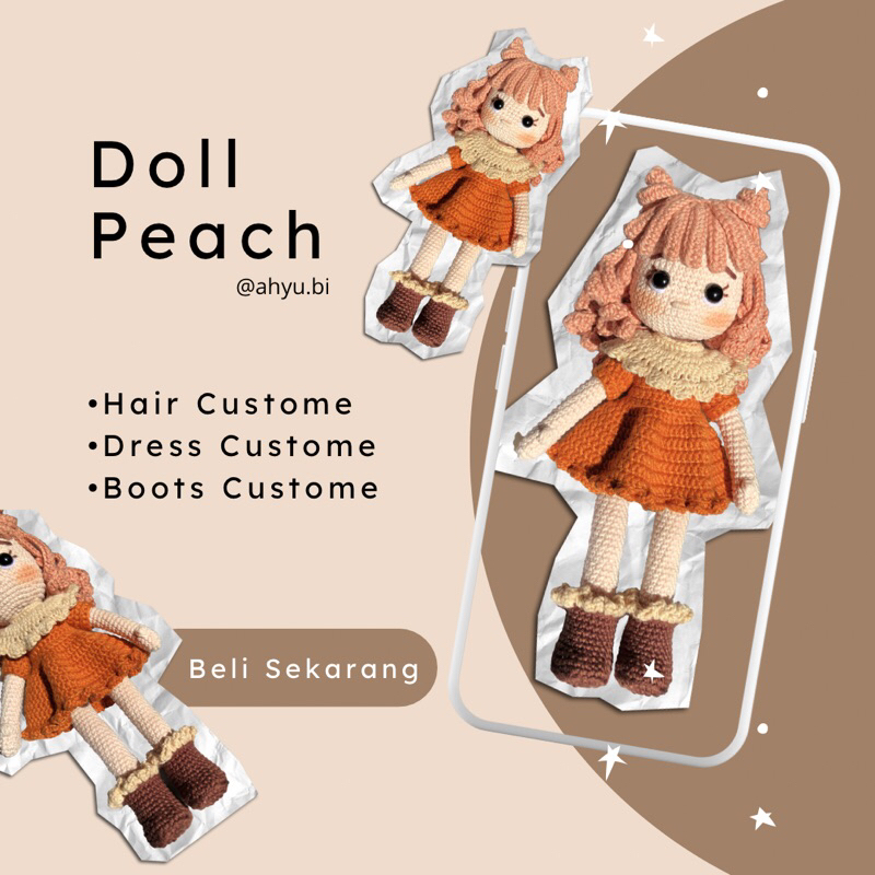 Amigurumi Doll Peach || Boneka Rajut || Boneka Amigurumi || Custome Boneka Rajut || Boneka Rajut Mur