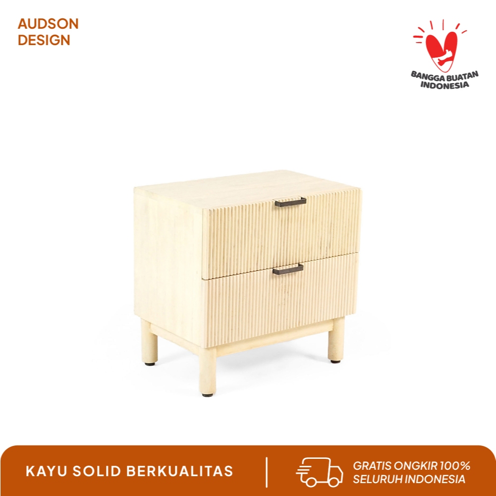 Meja nakas kayu 2 Laci bedside table modern industrial - Divina Bedside