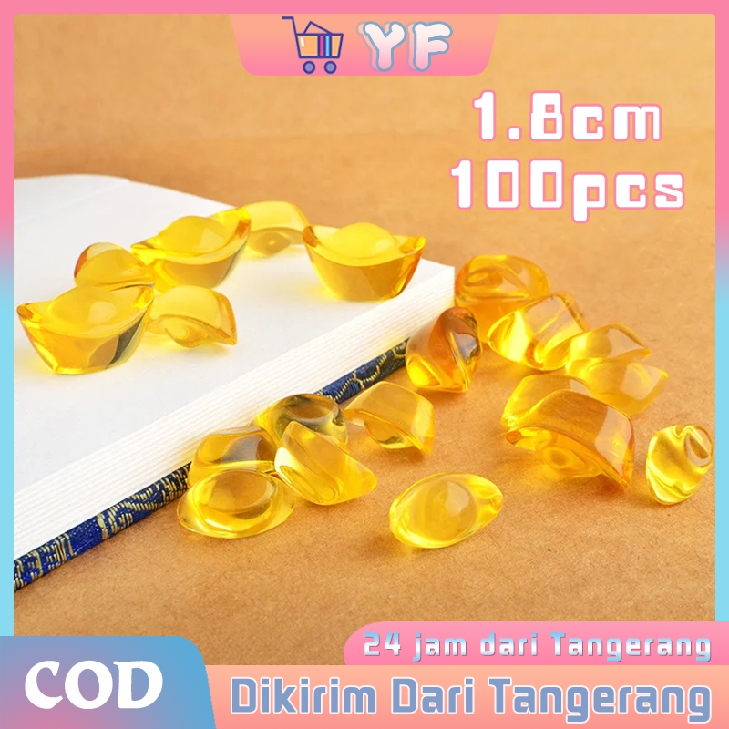100pcs Dekorasi Yuan Bao Kecil Fengshui Kekayaan Kristal Yuan Bao Lucky
