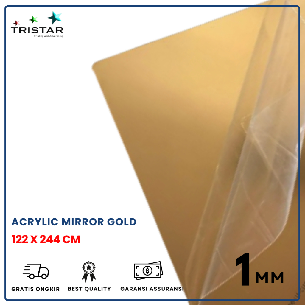 Akrilik Lembaran Mirror Gold Tebal 1mm / Gold Acrylic Sheet 122X244 Mirror Cermin 1MM Lembaran Acryl