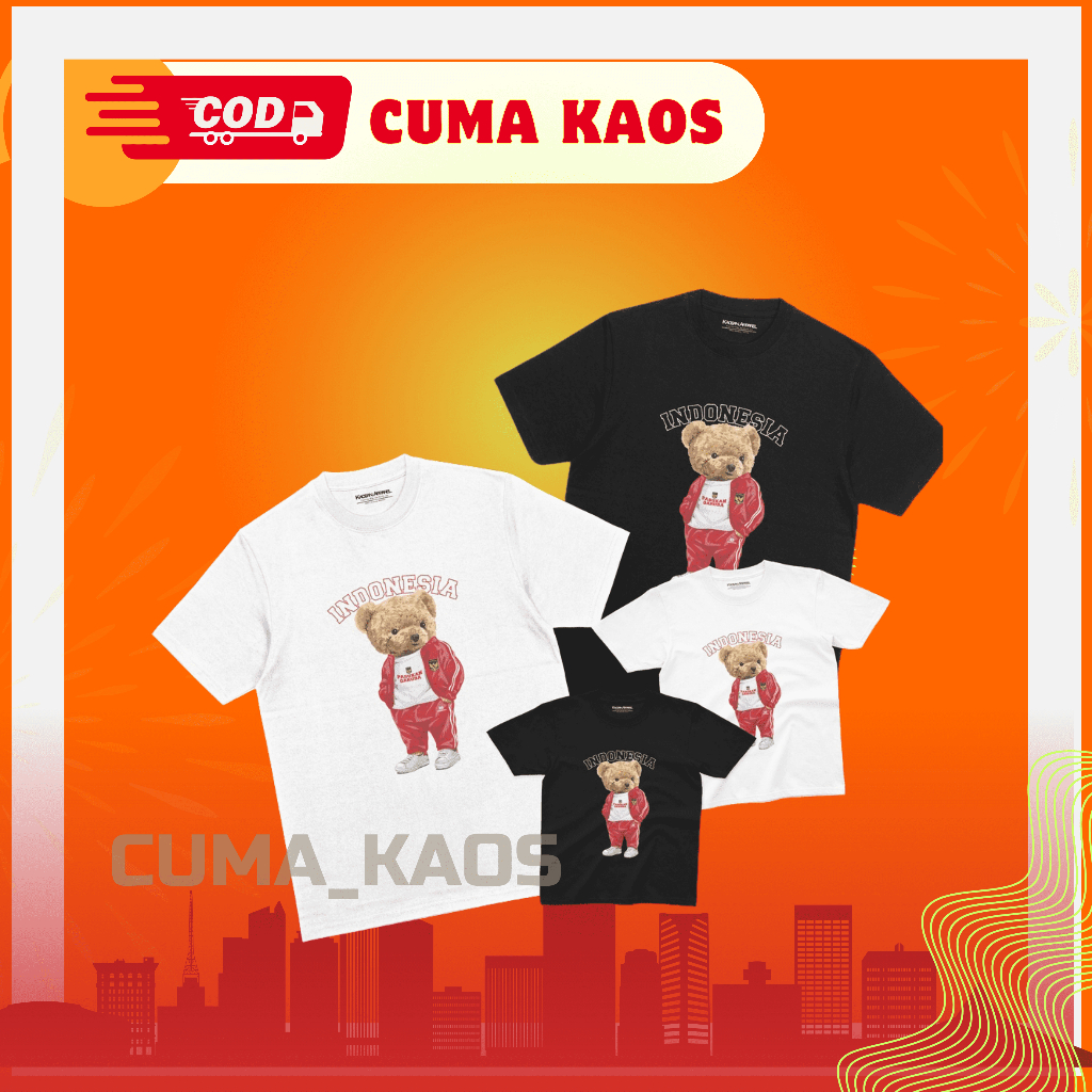 Kaos Indonesia Merdeka "Bear Indonesia " -Kemerdekaan Indonesia / Kaos 17 Agustus Panita Kemerdekaan