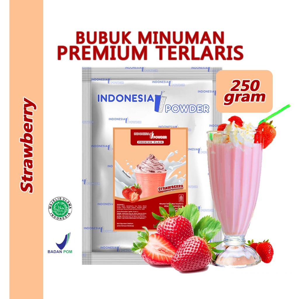 

NUSANTARA Bubuk Minuman Instant Premium Plain Tanpa Gula Horeca Rasa Strawberry / Stroberi 250 Gram Omura Powder